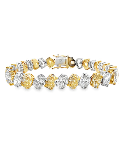 18K Yellow and White Gold Yellow and White Lab Grown Diamond Tennis Bracelet