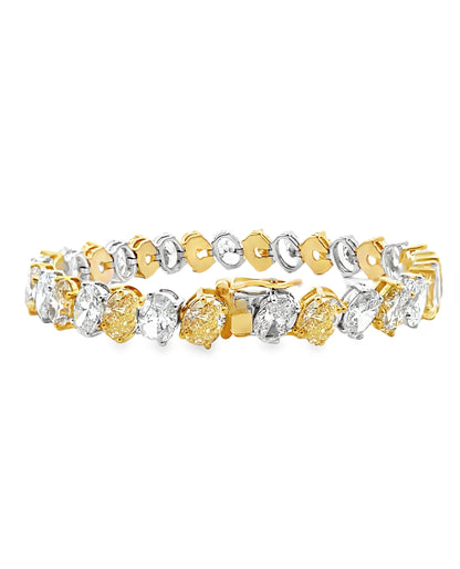 18K Yellow and White Gold Yellow and White Lab Grown Diamond Tennis Bracelet
