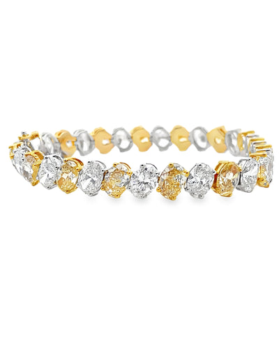 18K Yellow and White Gold Yellow and White Lab Grown Diamond Tennis Bracelet