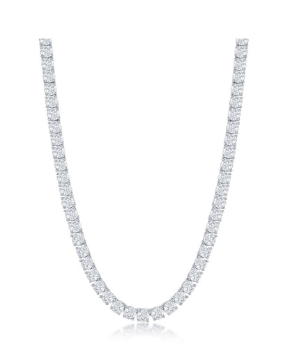 Sterling Silver 4mm Cubic Zirconia Tennis Necklace