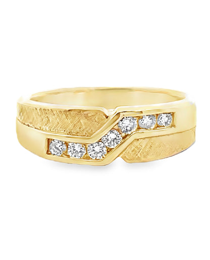 14K Yellow Gold Diamond Zig Zag Ring