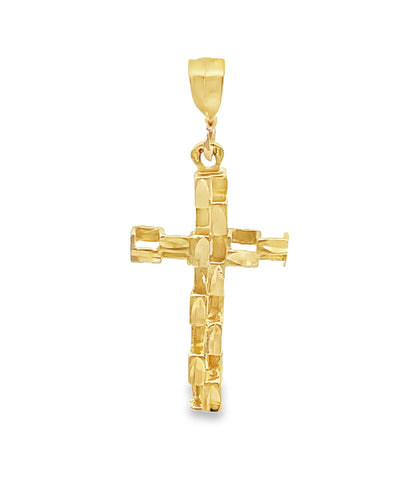 14K Yellow Gold Geometric Cross