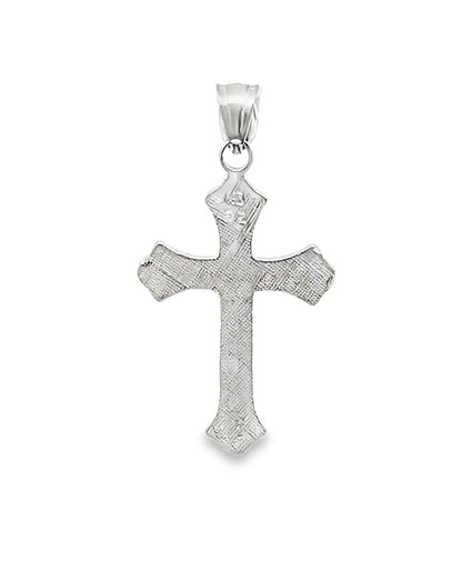 14K White Gold Solid Crucifix