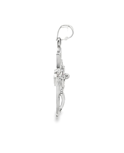 14K White Gold Solid Crucifix