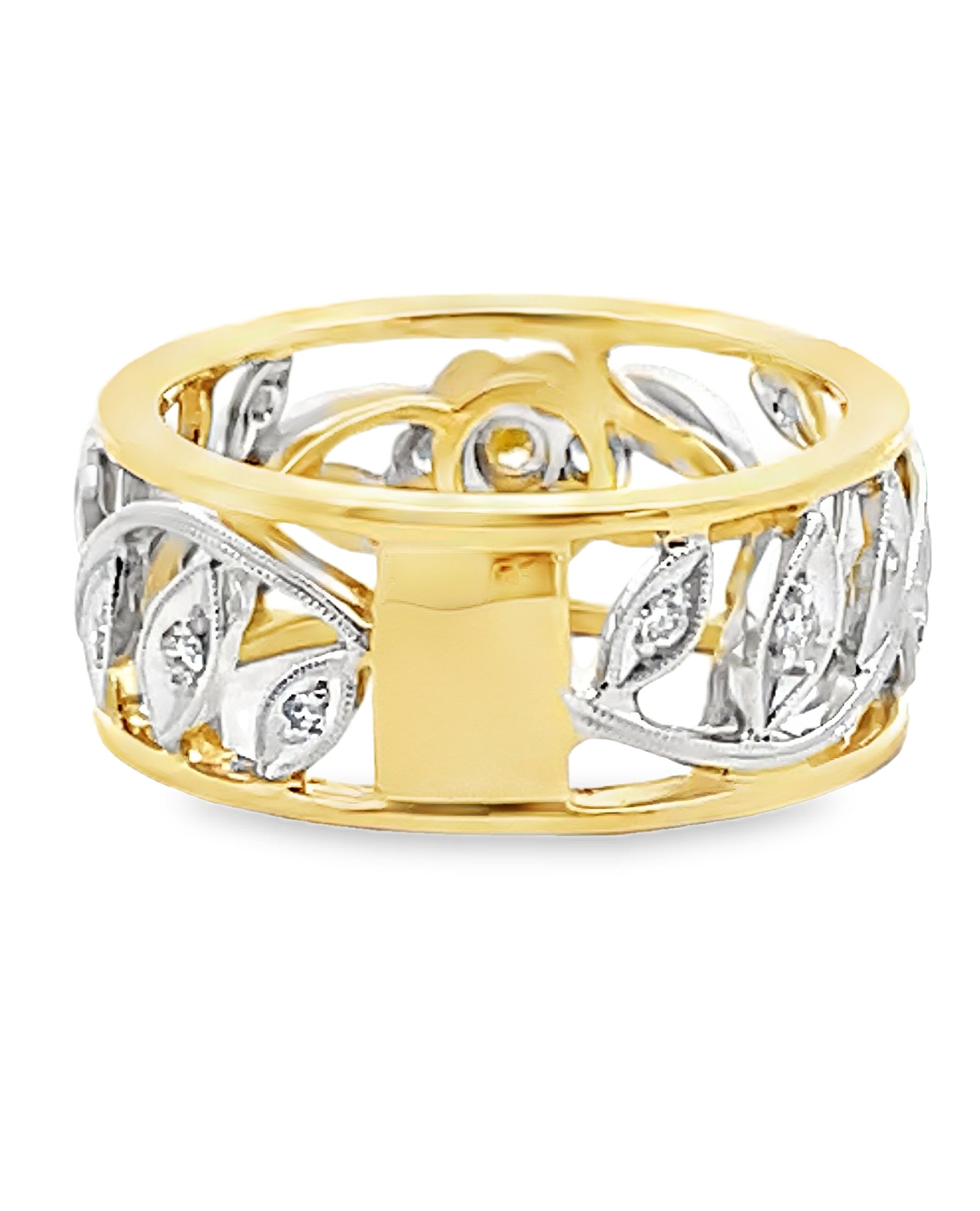 Simon G. MR1000 18K Two Tone Gold White & Yellow Diamond Floral Ring