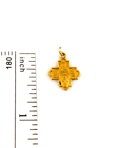 14K Yellow Gold Four Way Cross Medal