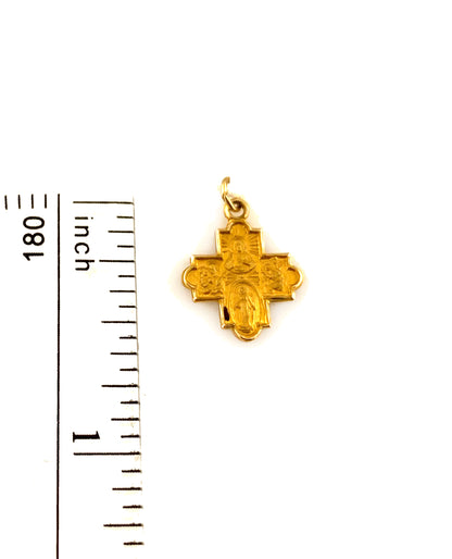 14K Yellow Gold Four Way Cross Medal