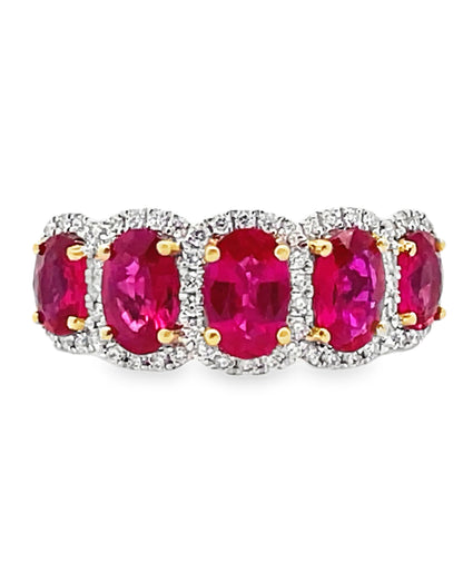 Simon G. MR2744 18K Gold Two Tone Ruby and Diamond Ring