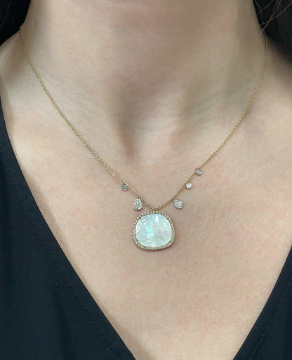 Meira T N14717/YP 14K Yellow Gold Pearl Necklace with Diamonds