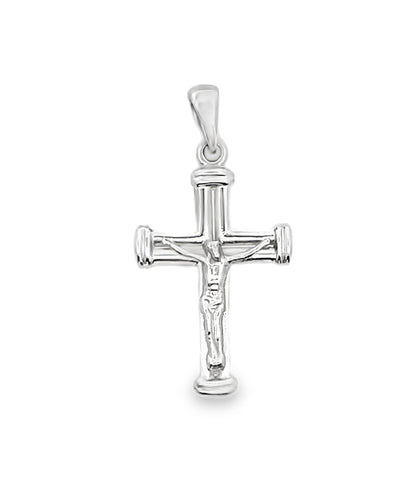 14K White Gold Crucifix Cross