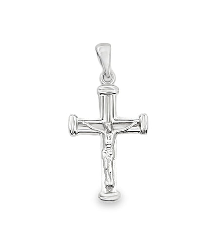 14K White Gold Crucifix Cross