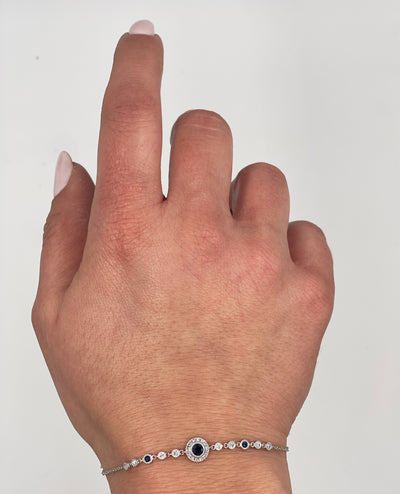 Meira T 14K White Gold Antique Inspired Blue Sapphire Bracelet