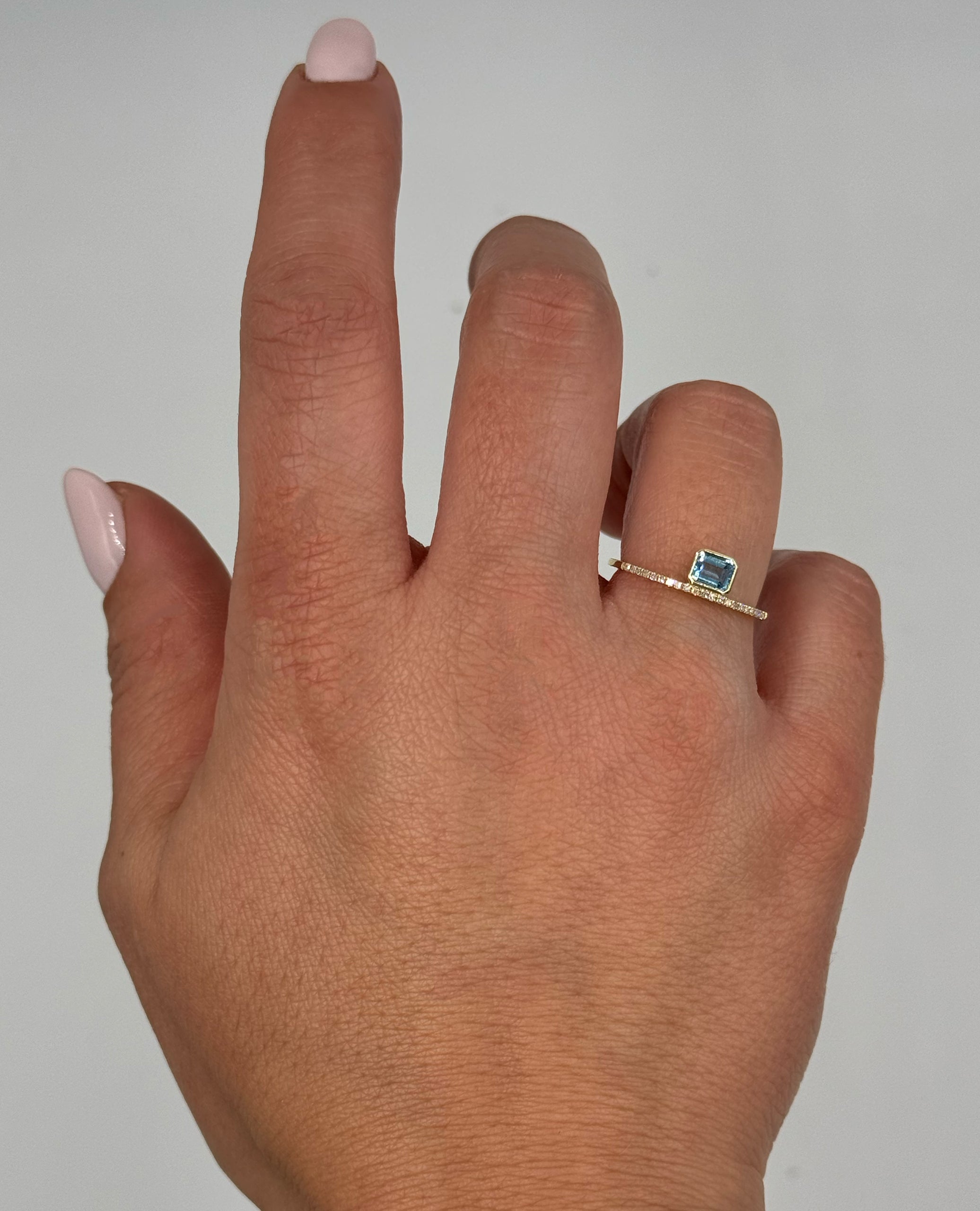 Meira T 1R4769/YB 14K Yellow Gold Ring with Blue Topaz and Diamonds