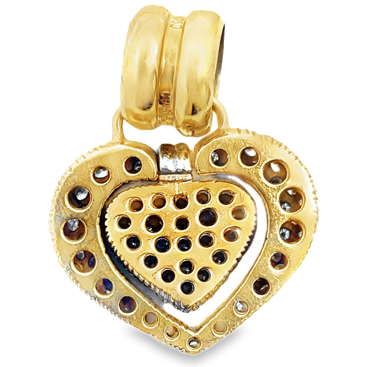 Pre-owned 18K Two Tone Gold Diamond Heart Pendant Approximately 2.50 Carats