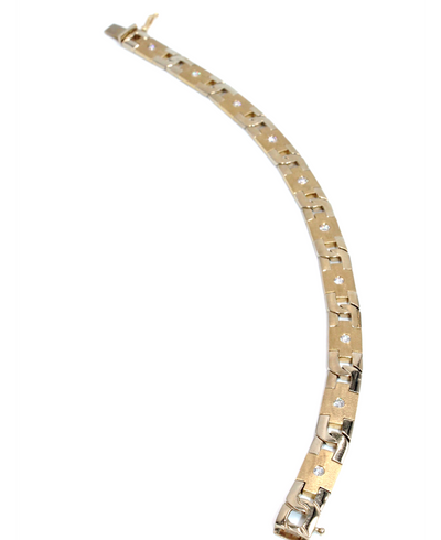 Men's Two Tone Bracelet with Diamonds 0.73 Carats in 14K Gold