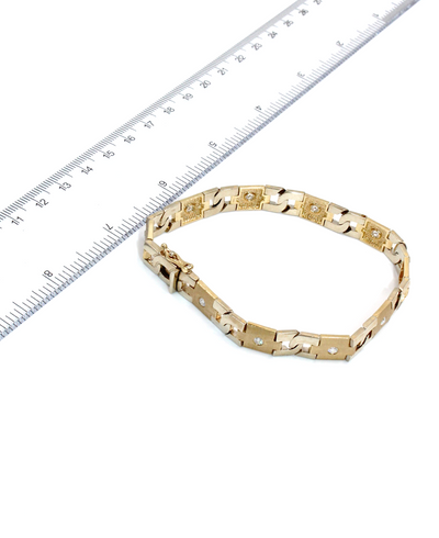 Men's Two Tone Bracelet with Diamonds 0.73 Carats in 14K Gold