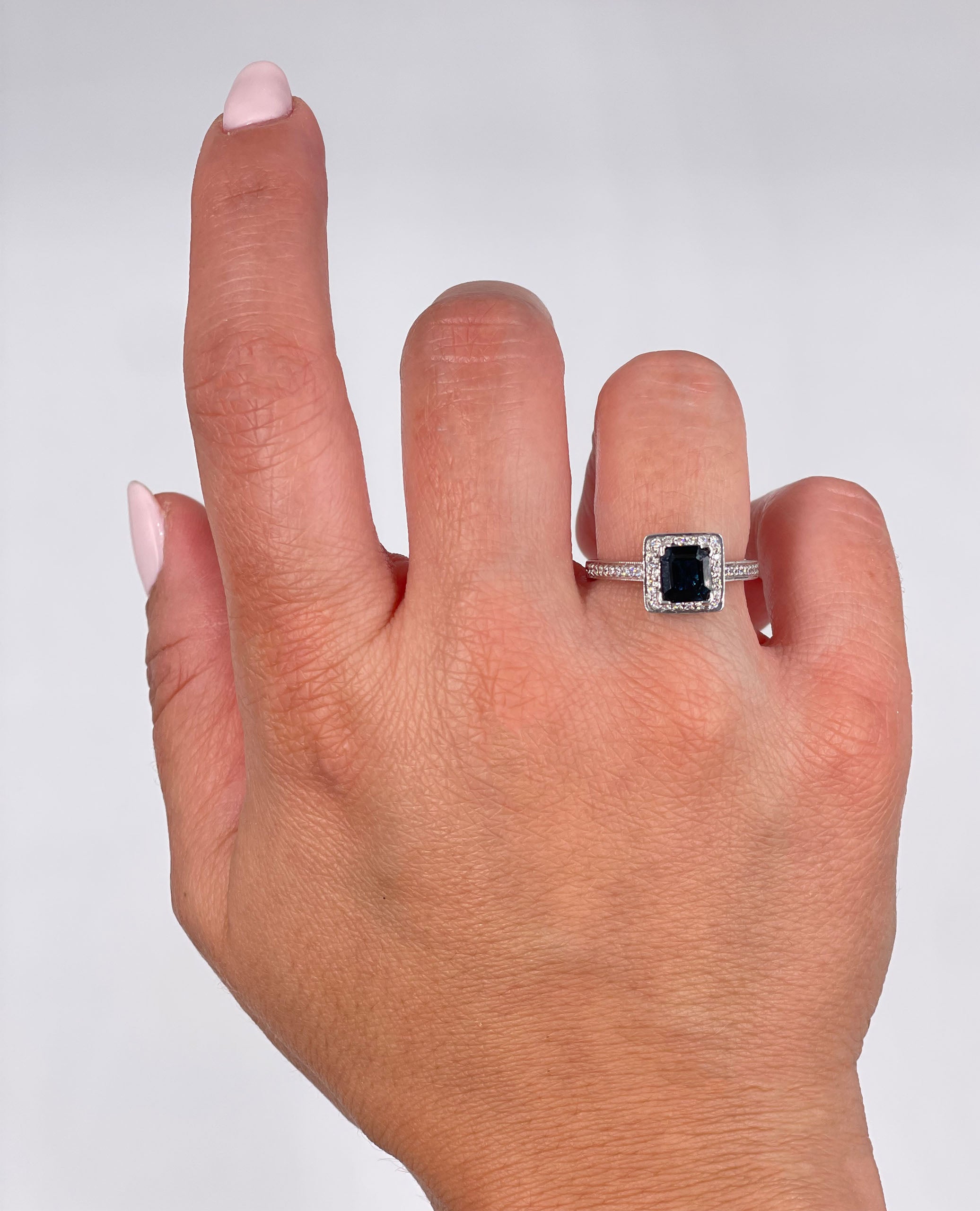 Scott Kay 14K White Gold 'Contemporary' Engagement Ring with Center Sapphire