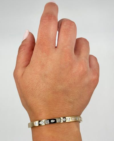 Allison Kaufman 14K Yellow Gold Geometric Bangle Bracelet with Diamonds