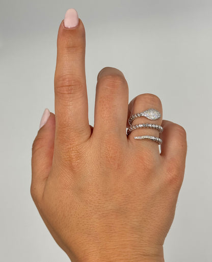 14K White Gold Snake Wrap Ring- Size 5.75