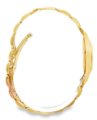 Pre-owned Movado 14K Yellow Gold, 18mm Black Dial with 14K Yellow Gold Band & Diamond Bezel