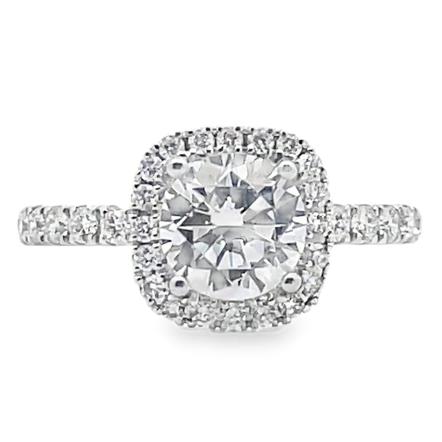 Simon G. MR2132 18K White Gold Engagement Ring Setting for 6.5 Millimeter Round Center Stone