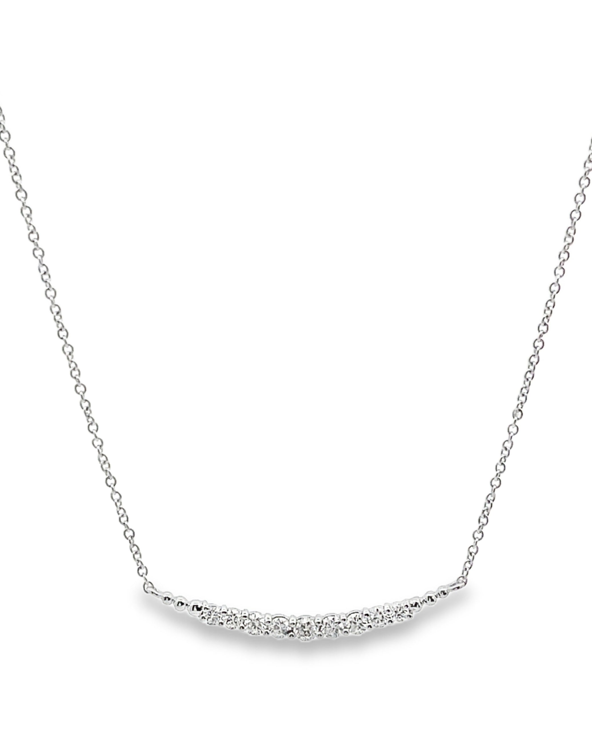 18K White Gold Diamond Bar Necklace