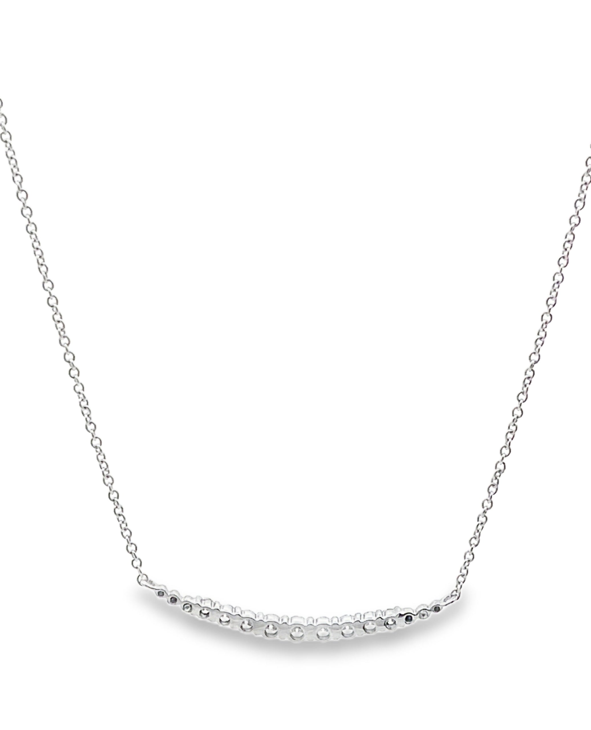 18K White Gold Diamond Bar Necklace