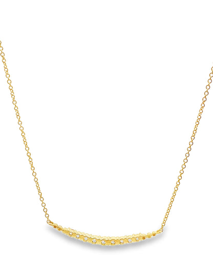 18K Yellow Gold Diamond Bar Necklace