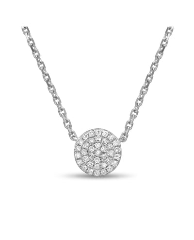 14k White Gold 0.11 Carat Diamond Circle Pendant Necklace