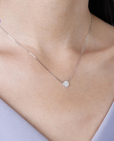 14k White Gold 0.11 Carat Diamond Circle Pendant Necklace