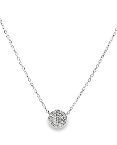 14k White Gold 0.11 Carat Diamond Circle Pendant Necklace