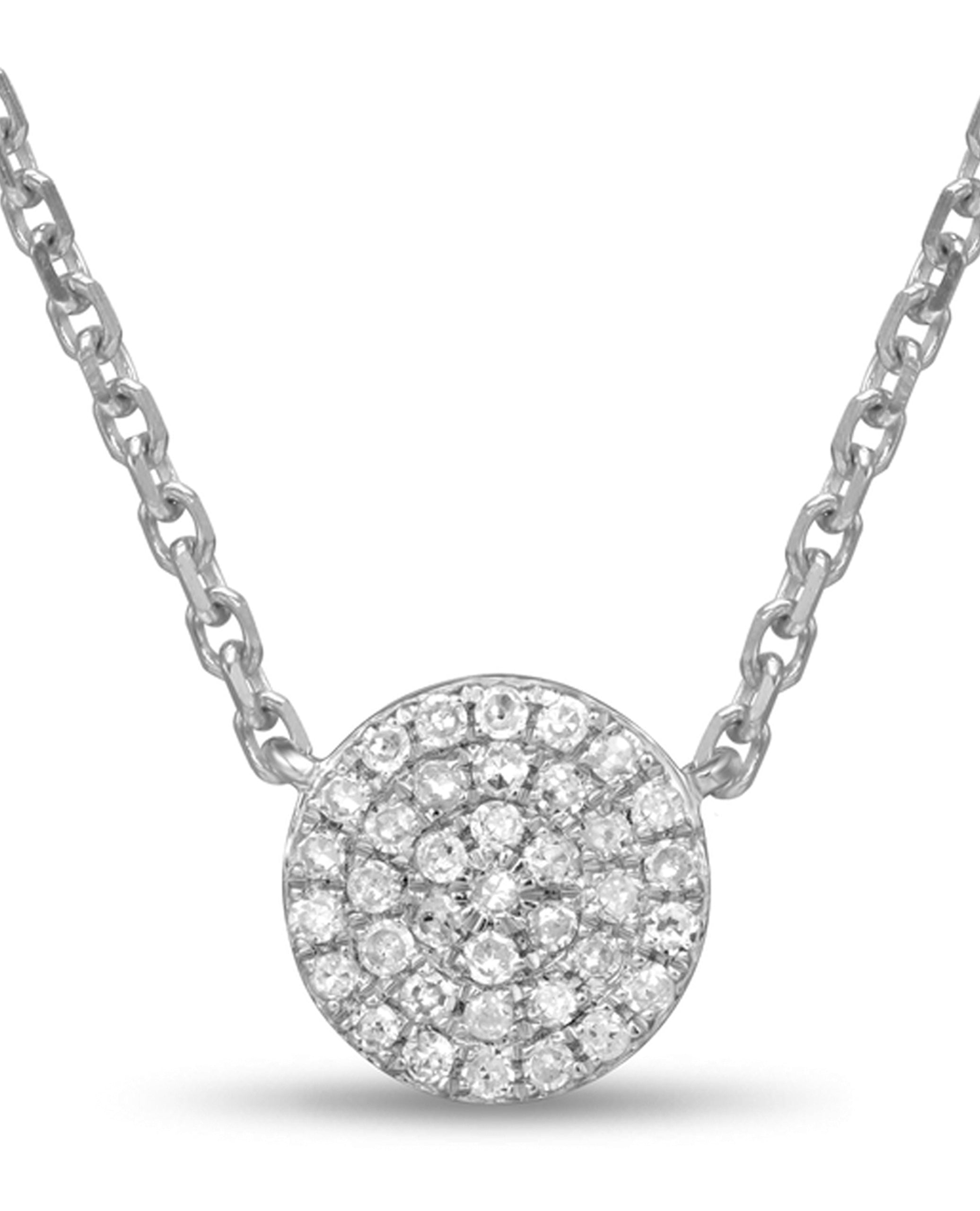 14k White Gold 0.11 Carat Diamond Circle Pendant Necklace