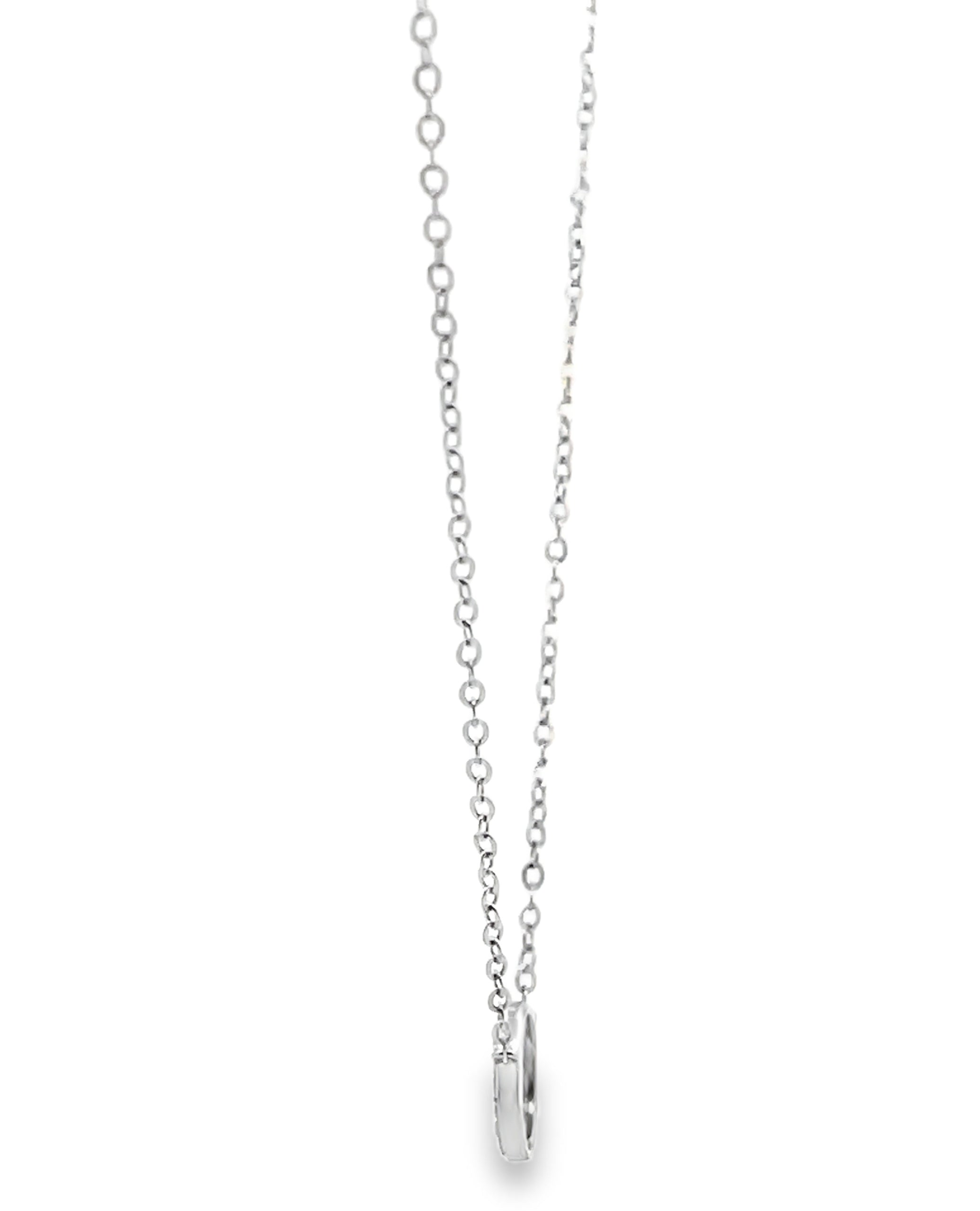 14k White Gold 0.11 Carat Diamond Circle Pendant Necklace