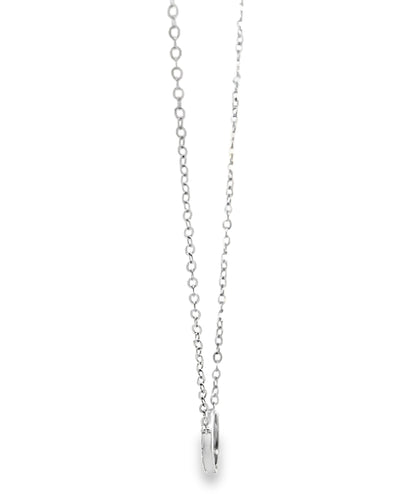 14k White Gold 0.11 Carat Diamond Circle Pendant Necklace