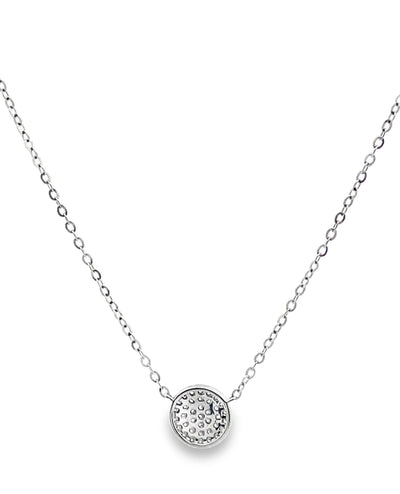 14k White Gold 0.11 Carat Diamond Circle Pendant Necklace