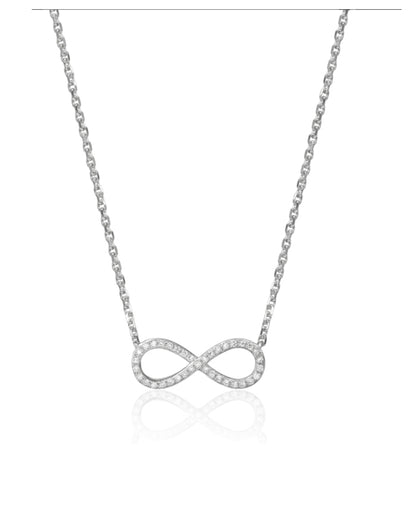 14K White Gold 0.11 Carat Diamond Infinity Necklace
