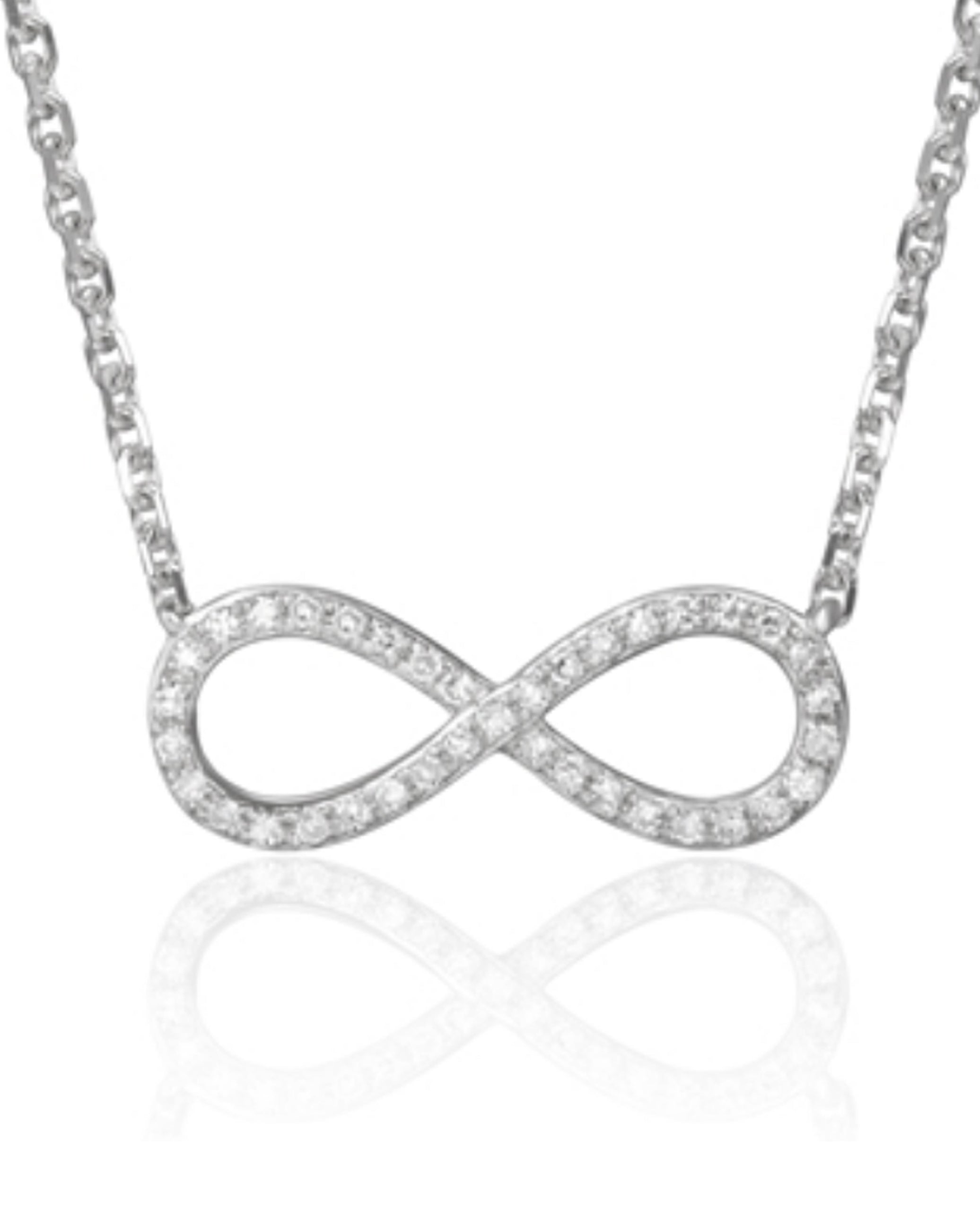 14K White Gold 0.11 Carat Diamond Infinity Necklace
