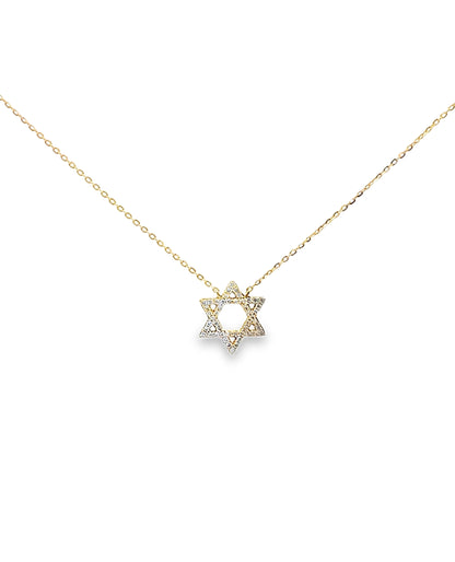 18K Yellow Gold Star of David Necklace