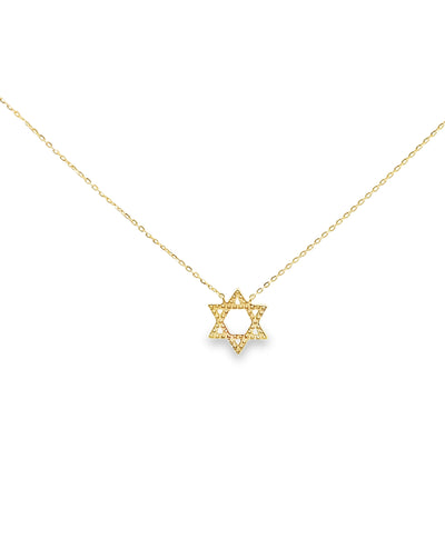 18K Yellow Gold Star of David Necklace