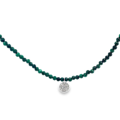 Meira T N11324/YT 9K White Gold Turquoise & Diamond Adjustable Necklace