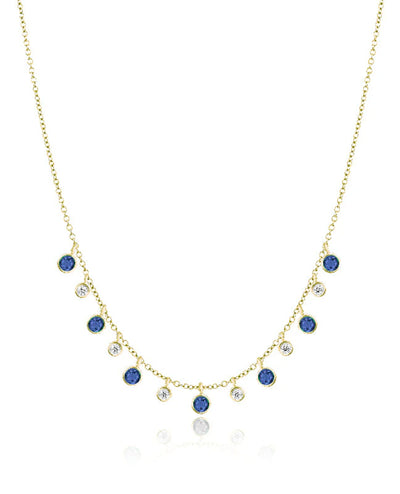Meira T. N11961/YS 14K Yellow Gold Diamond and Sapphire Layering Necklace