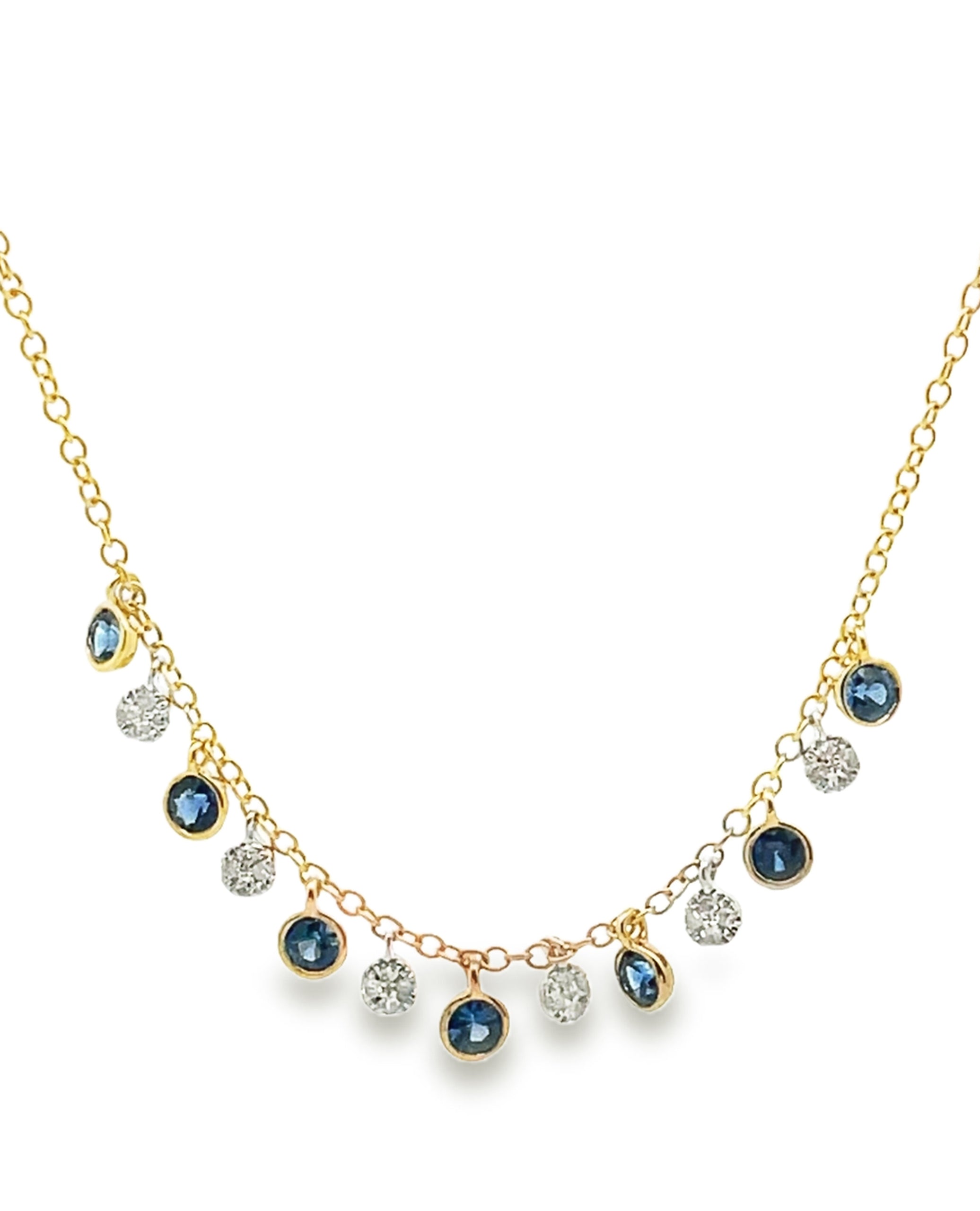Meira T. N11961/YS 14K Yellow Gold Diamond and Sapphire Layering Necklace