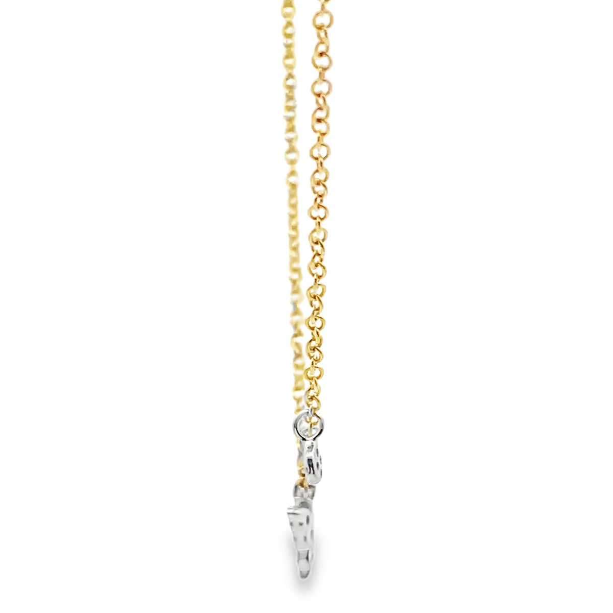 Meira T N11968/TY 14K Two Tone Gold Diamond Mini Butterfly Pendant Adjustable Necklace