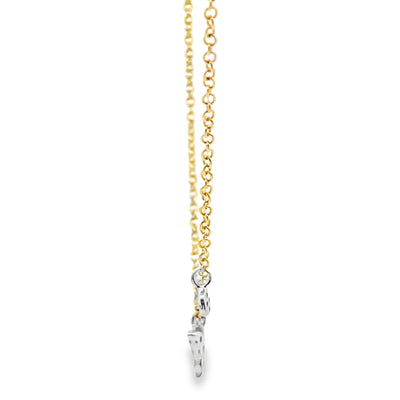Meira T N11968/TY 14K Two Tone Gold Diamond Mini Butterfly Pendant Adjustable Necklace