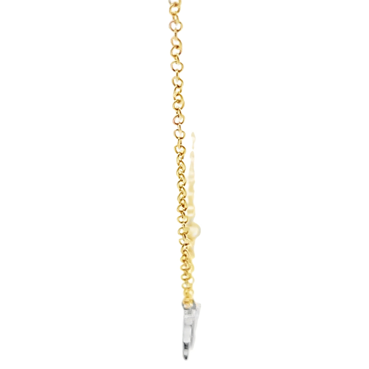 Meira T N11968/TY 14K Two Tone Gold Diamond Mini Butterfly Pendant Adjustable Necklace