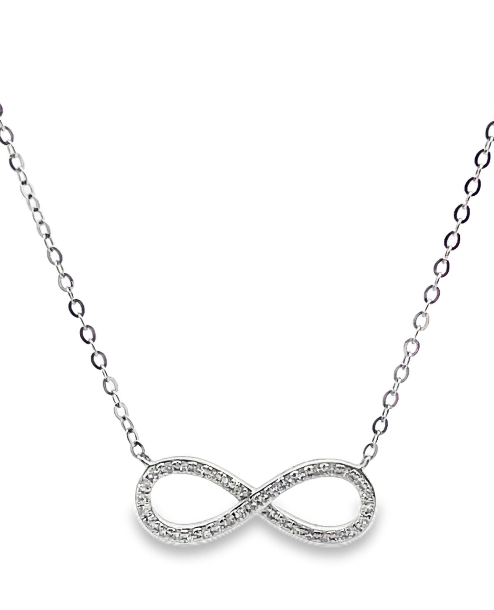 14K White Gold 0.11 Carat Diamond Infinity Necklace