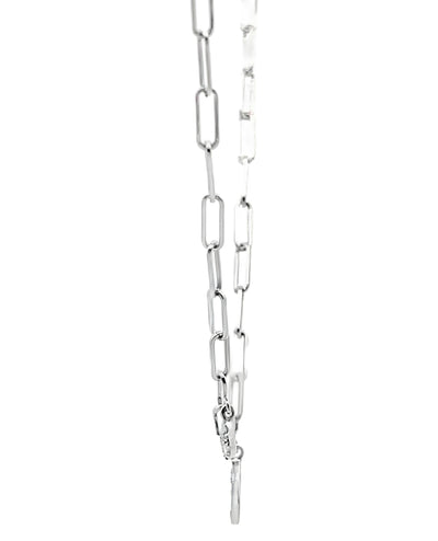 Meira T N13062 14K White Gold Evil Eye Paperclip Necklace