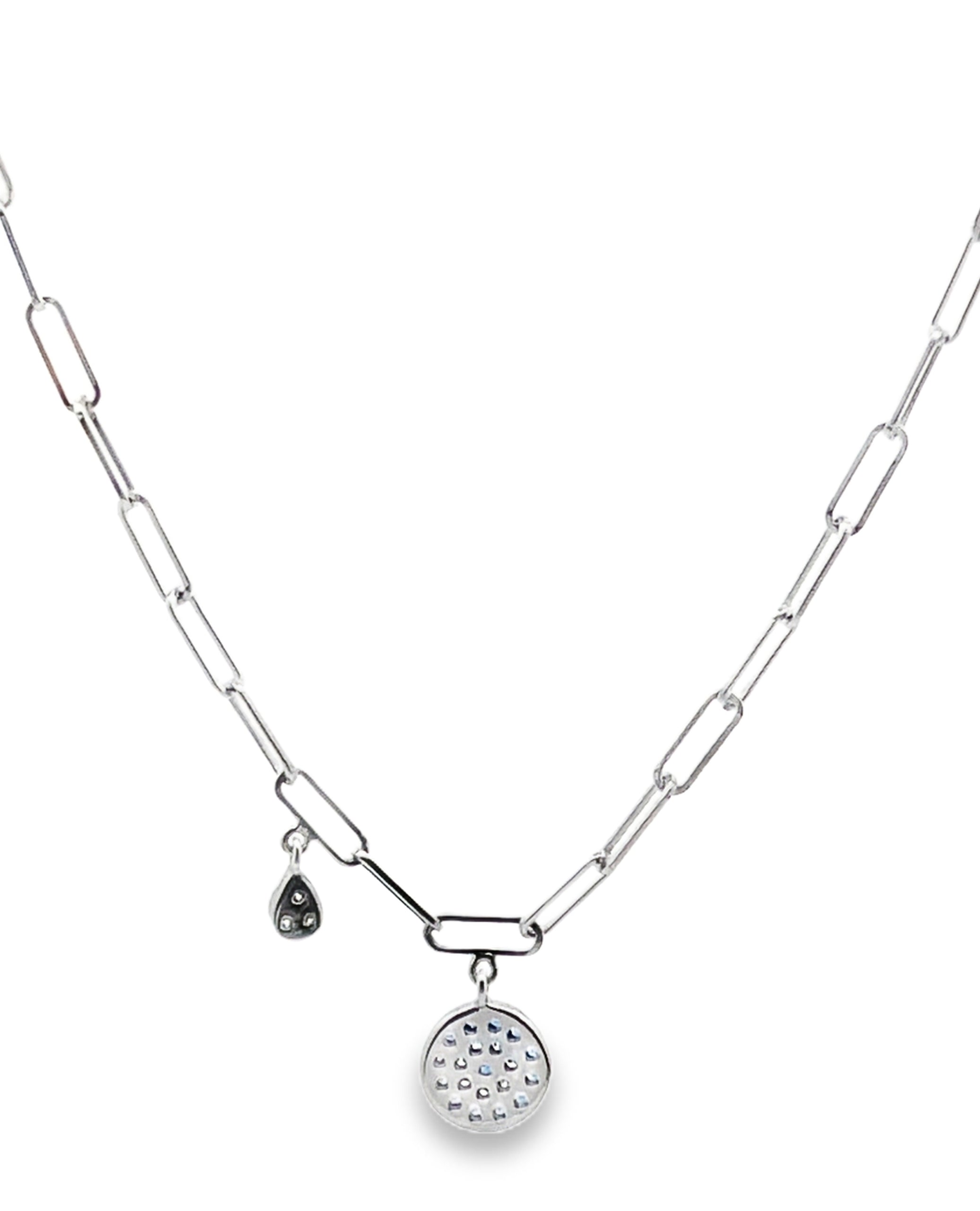 Meira T N13062 14K White Gold Evil Eye Paperclip Necklace
