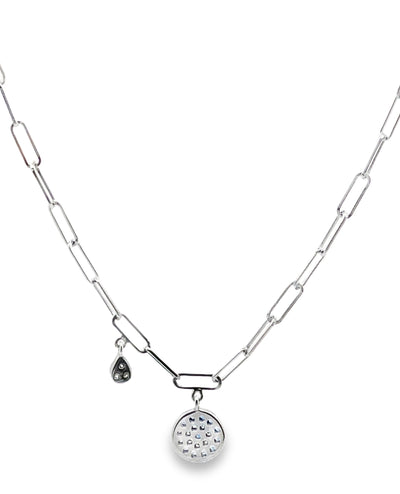 Meira T N13062 14K White Gold Evil Eye Paperclip Necklace