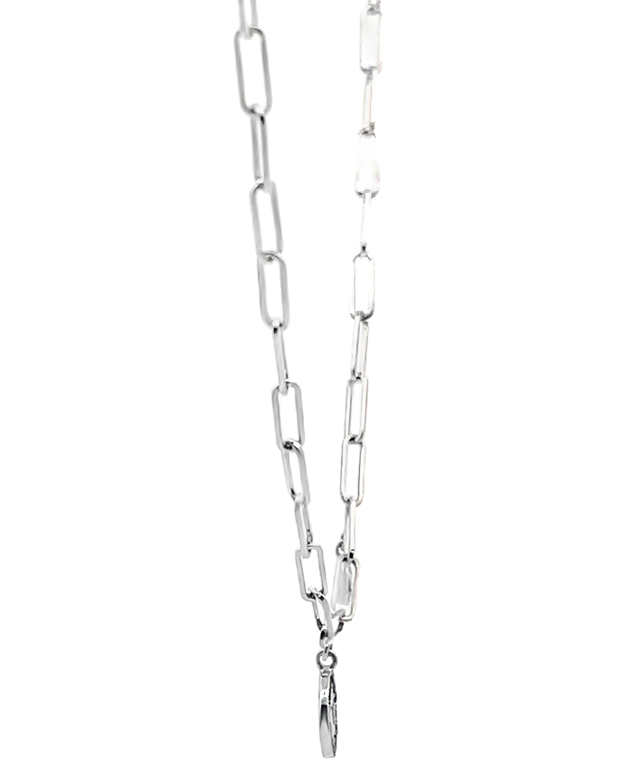 Meira T N13062 14K White Gold Evil Eye Paperclip Necklace